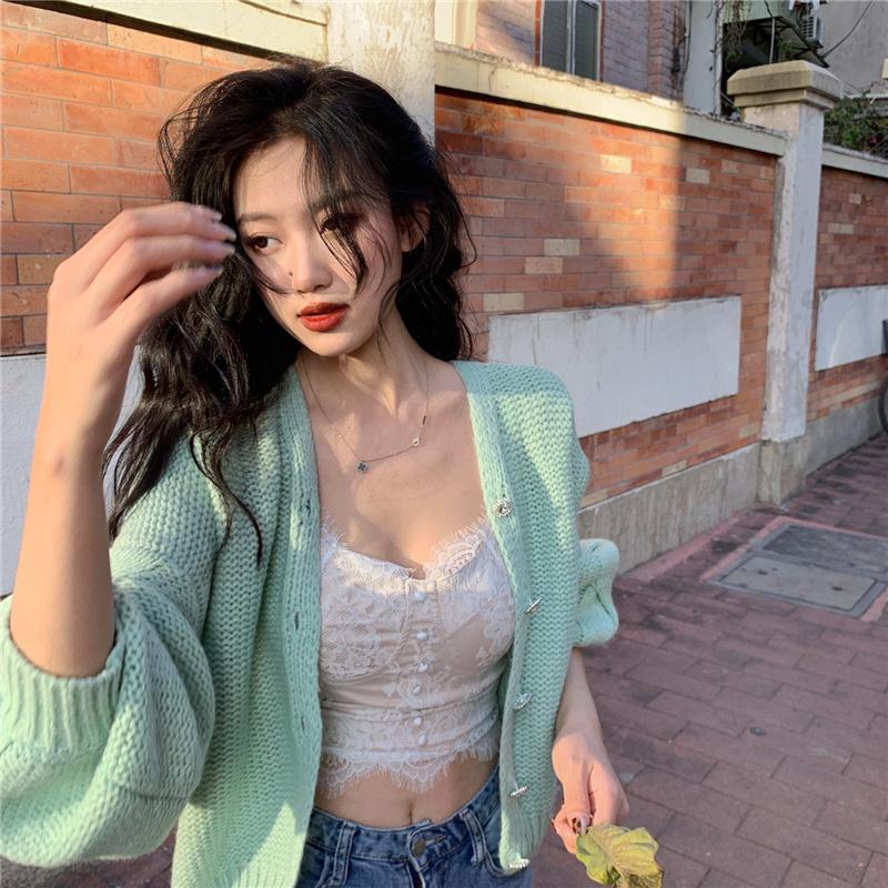 Loose jacket women fall/winter 2020 new fashion long-sleeved knitted cardigan lace camisole two-piece suit, Sling top
Loose jacket women fall/winter 2020 new fashion long-sleeved knitted cardigan lace camisole two-piece suit, Sling top
