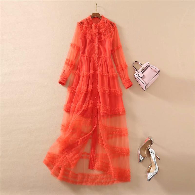 Fashion New 2021 Spring Runway Designers Long Sleeve See Through Mesh Maxi Celebrity Party Dresses Elegant Prom Sexy Vestidos, Orange
Fashion New 2021 Spring Runway Designers Long Sleeve See Through Mesh Maxi Celebrity Party Dresses Elegant Prom Sexy Vestidos, Orange