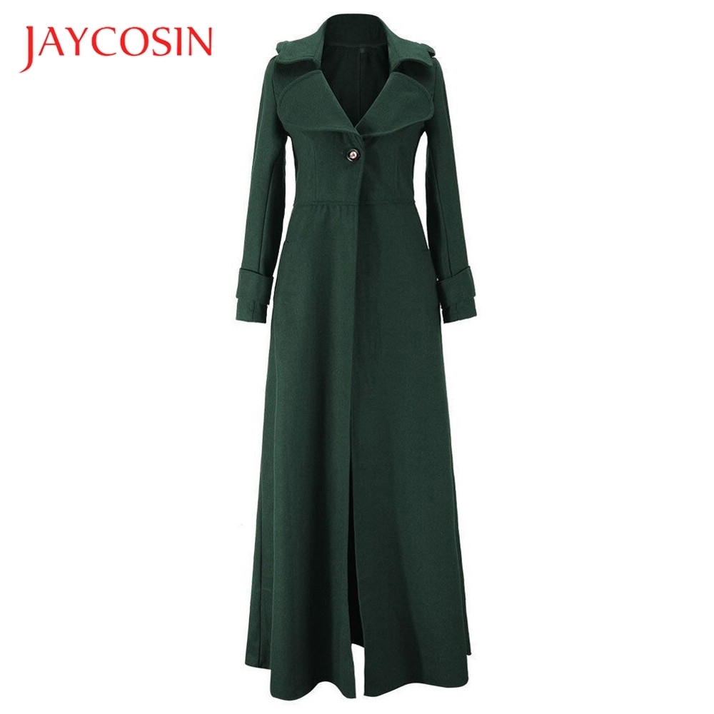 JAYCOSIN Winter Lapel dress, Windbreaker jacket, Long skirt, overcoat, Polyester Button Decorative Jacket To Keep Warm 201027