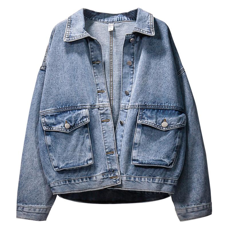 Sokotoo Women's big pockets jean jacket Loose plus big size blue denim coat Outerwear
Sokotoo Women's big pockets jean jacket Loose plus big size blue denim coat Outerwear
