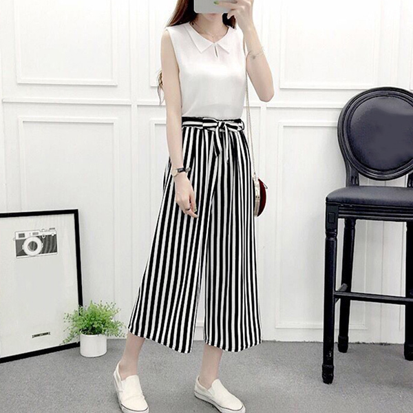 Womens Lady Wide Legs High Waist Casual Summer Autumn Solid Thin Pants Loose Culottes Trousers OL Ladies Career Long Trousers 201031
