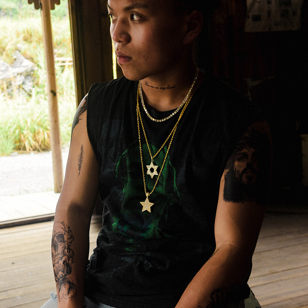 Hip Hop Shining Full Zircon Star Pendant Necklace Gold Plated Bling Mens Necklace Rap Jewelry Gold/Silver