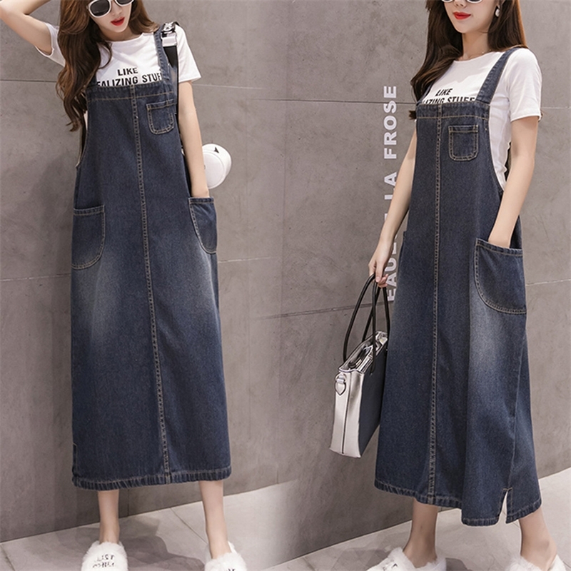 Loose Sleeveless Women Sling Denim Skirt Ladies Solid Casual Dungaree Skirt Female Overall Jeans Long Pinafore jupe femme Summer Y200326, Blue
Loose Sleeveless Women Sling Denim Skirt Ladies Solid Casual Dungaree Skirt Female Overall Jeans Long Pinafore jupe femme Summer Y200326, Blue