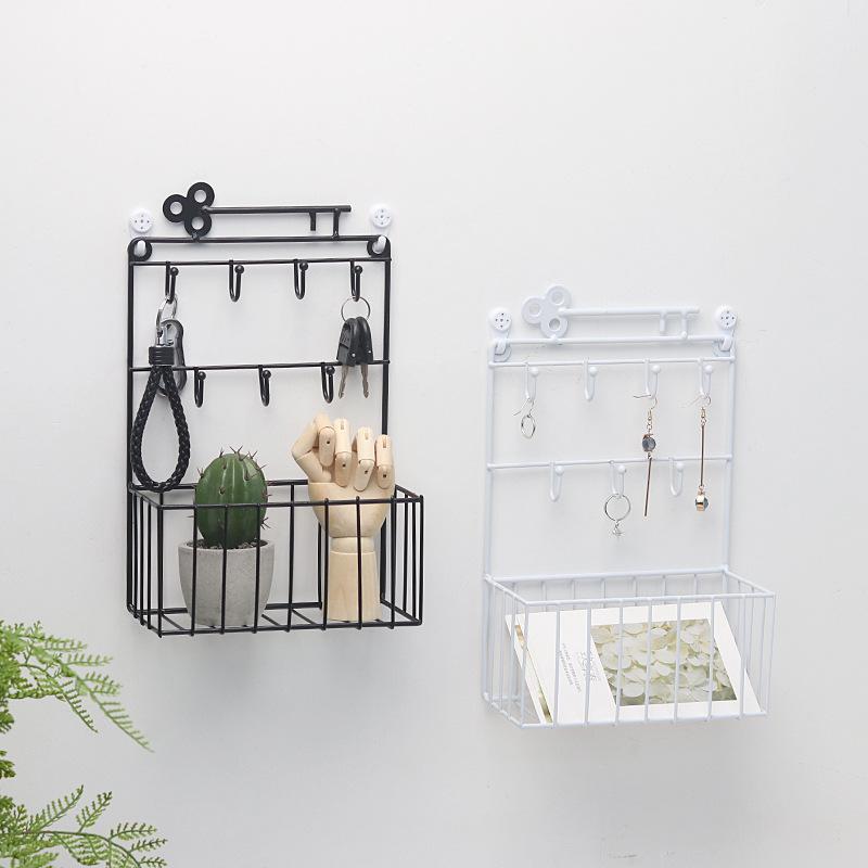 Nordic Wall Key Hanger Hook Iron Rack With Hanging Basket Multifunctional Storage Rack Home Wall Decoration
Nordic Wall Key Hanger Hook Iron Rack With Hanging Basket Multifunctional Storage Rack Home Wall Decoration
