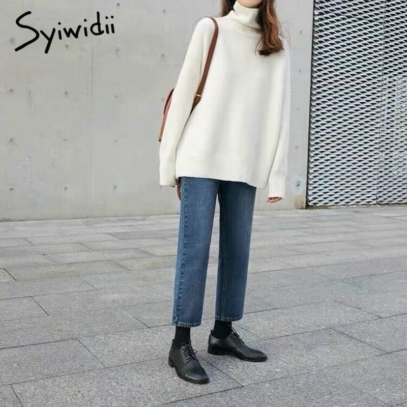 Syiwidii Woman Sweaters Turtleneck Fall Spring Pullovers Batwing Sleeve Cashmere Knitted Korean Top Black Khaki Winter New 201203
Syiwidii Woman Sweaters Turtleneck Fall Spring Pullovers Batwing Sleeve Cashmere Knitted Korean Top Black Khaki Winter New 201203