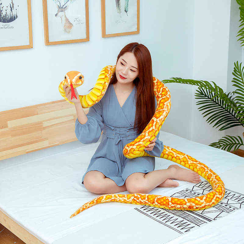 300cm Simulation Snakes Plush Toy Giant Boa Cobra Long Stuffed Animal Snake Plushie Funny Tricky Friends Halloween Children Gift AA220314