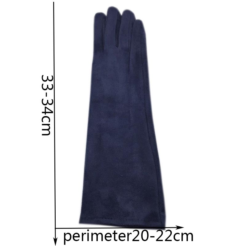 Winter ladies long suede fashion suede glove touch screen thick black gray beige dark blue brown light gray red composite suede 201021