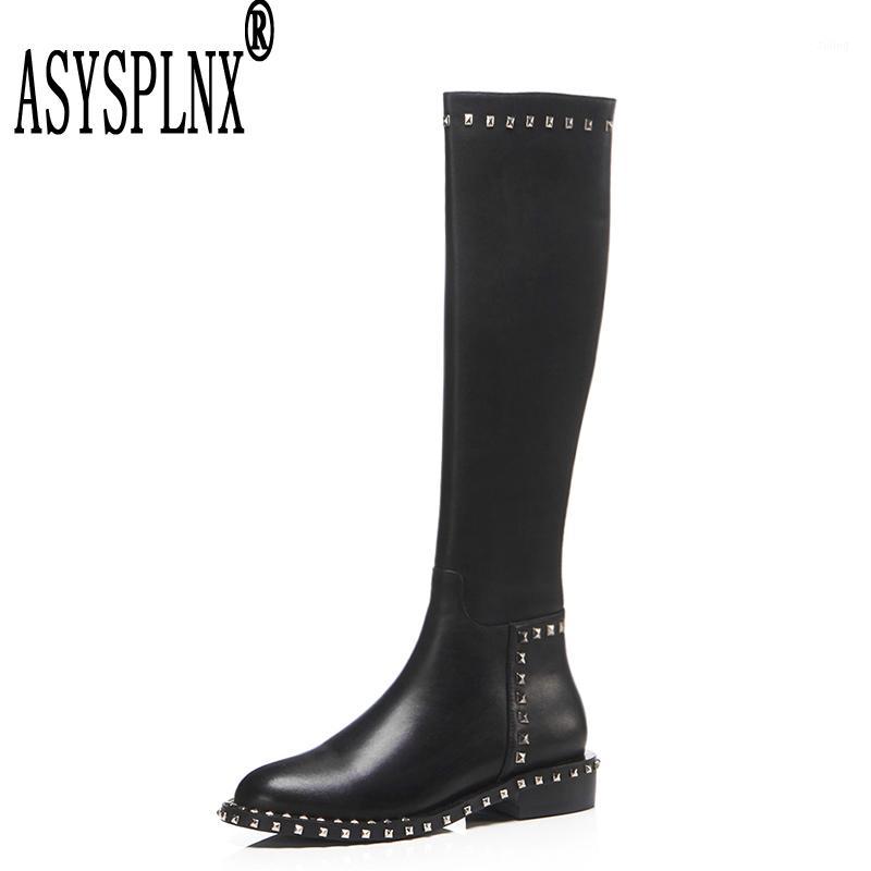 ASYSPLNX 2018 Winter New-Style Fashion Cow-Leather Knee-High Riding-Boots Round-toe Low-hight Zip Rivet Women's Shoes B1331, Black
ASYSPLNX 2018 Winter New-Style Fashion Cow-Leather Knee-High Riding-Boots Round-toe Low-hight Zip Rivet Women's Shoes B1331, Black