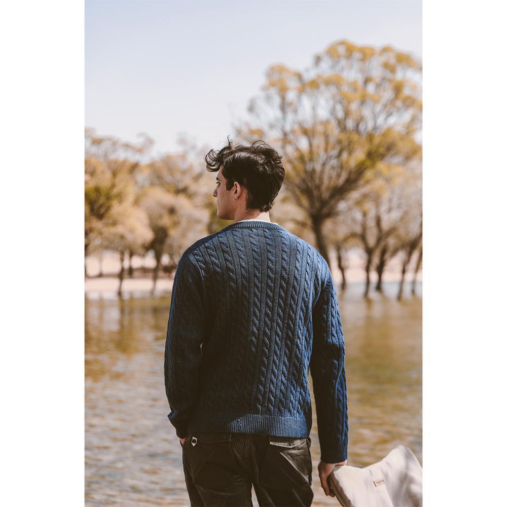 Autumn Winter Cable-Knit Sweater Men Wool Blend Warm Knitwear Classical Pullovers Knit Jumper SJ121220 201203