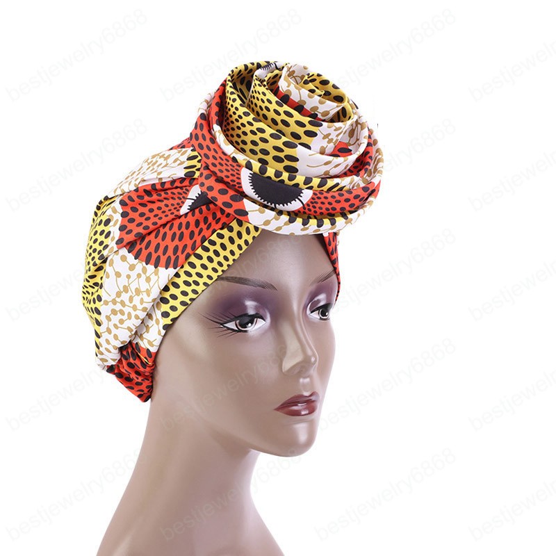 Ethnic Printed Big Flower Headscarf Bonnet Women Turban Hat Turbante Femme Musulman India Hat Islamic Head Wrap Turban Fashion