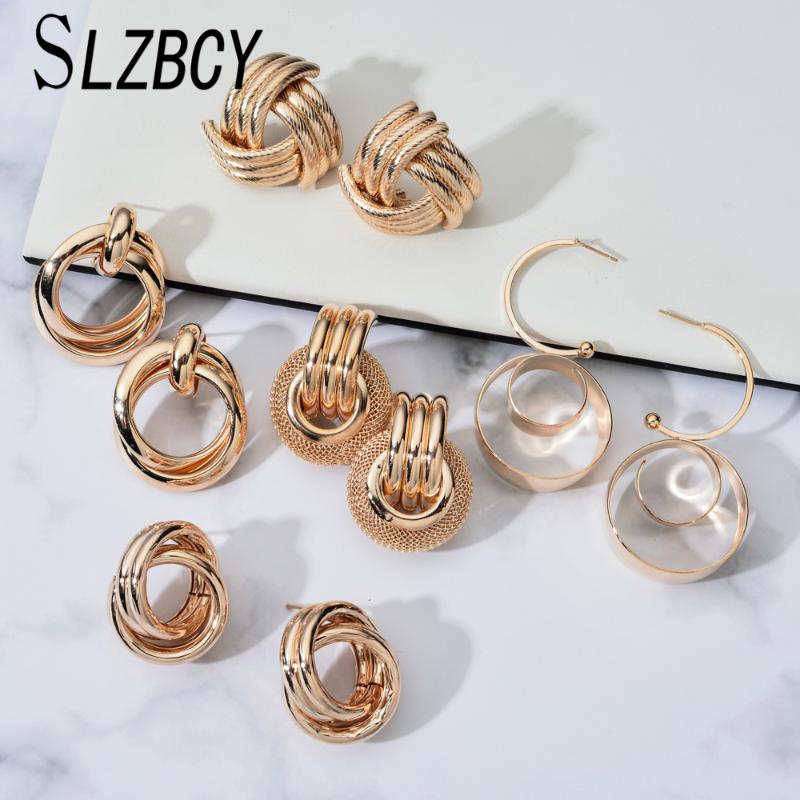 Hoop & Huggie Elegant Gold Color Twisted Geometric Earrings Irregular Statement Alloy Gift For Women Girl Fashion Jewelry
Hoop & Huggie Elegant Gold Color Twisted Geometric Earrings Irregular Statement Alloy Gift For Women Girl Fashion Jewelry