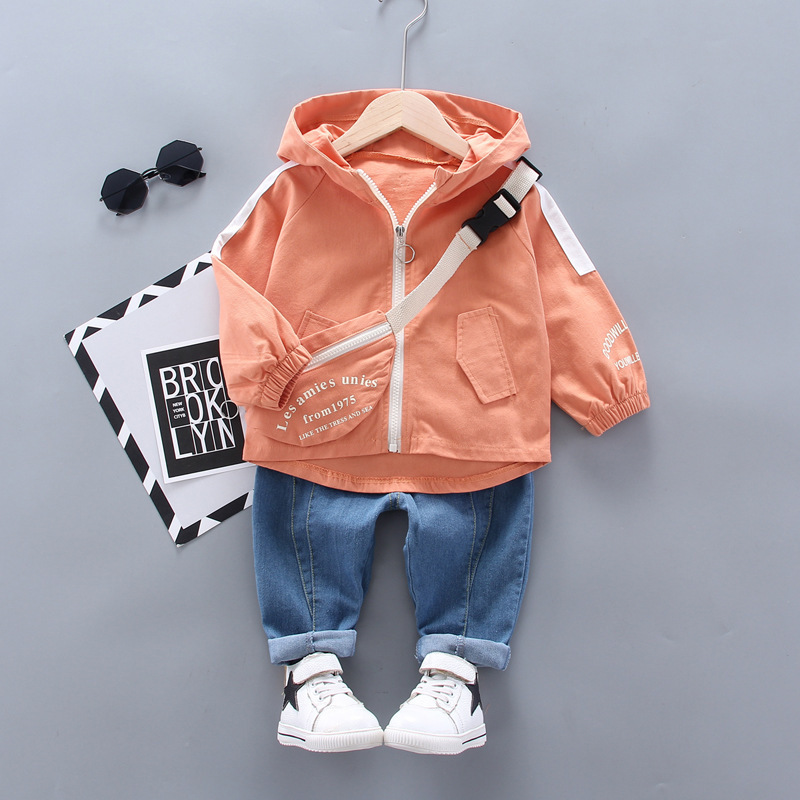 New Spring Autumn Baby Boys Girls Clothes Children Cotton Letter Jacket Pants 2Pcs/sets Toddler Fashion Clothing Kids TracksuitsX1019