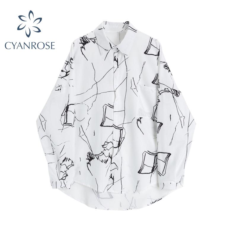 Abstract Print Blouse Shirt Women Vintage 2020 Autumn Casual Korean Turn-Down Collar Long Sleeve Loose Streetwear Female Tops, White
Abstract Print Blouse Shirt Women Vintage 2020 Autumn Casual Korean Turn-Down Collar Long Sleeve Loose Streetwear Female Tops, White