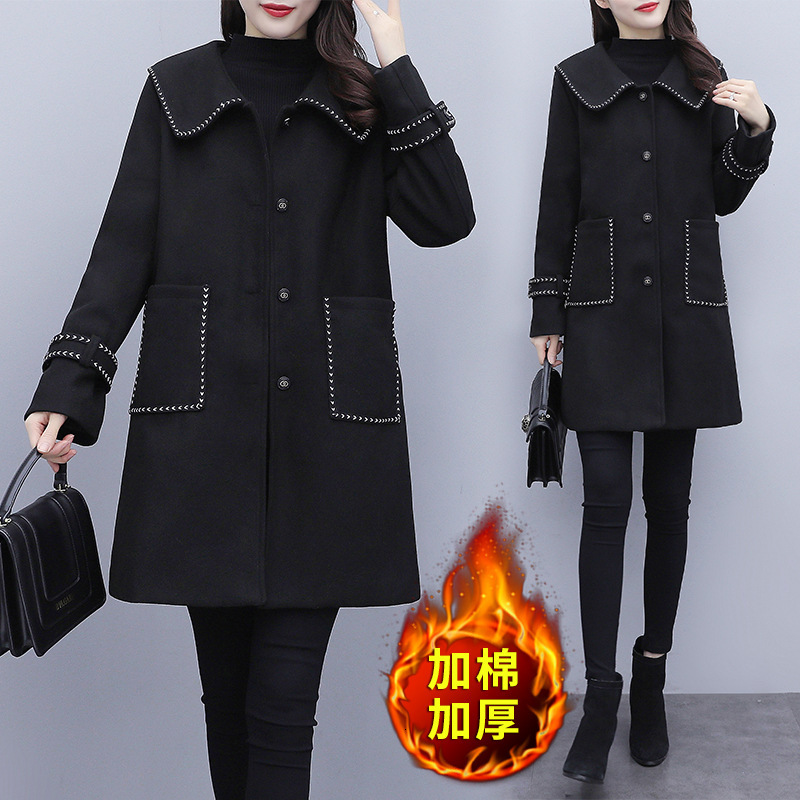 2021 New Korean Version Large Female Sailor Collar High-end Flattering Figure Elegant Woolen-music Coat of the Tide 7LJ5, Black
2021 New Korean Version Large Female Sailor Collar High-end Flattering Figure Elegant Woolen-music Coat of the Tide 7LJ5, Black