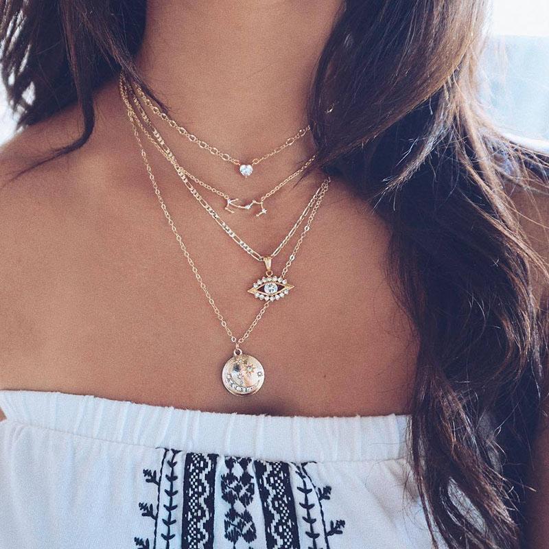Pendant Necklaces IPARAM Retro Crystal Eye Necklace Bohemian Multilayer Geometry Heart Layered Collar Jewelry Wholesale
Pendant Necklaces IPARAM Retro Crystal Eye Necklace Bohemian Multilayer Geometry Heart Layered Collar Jewelry Wholesale