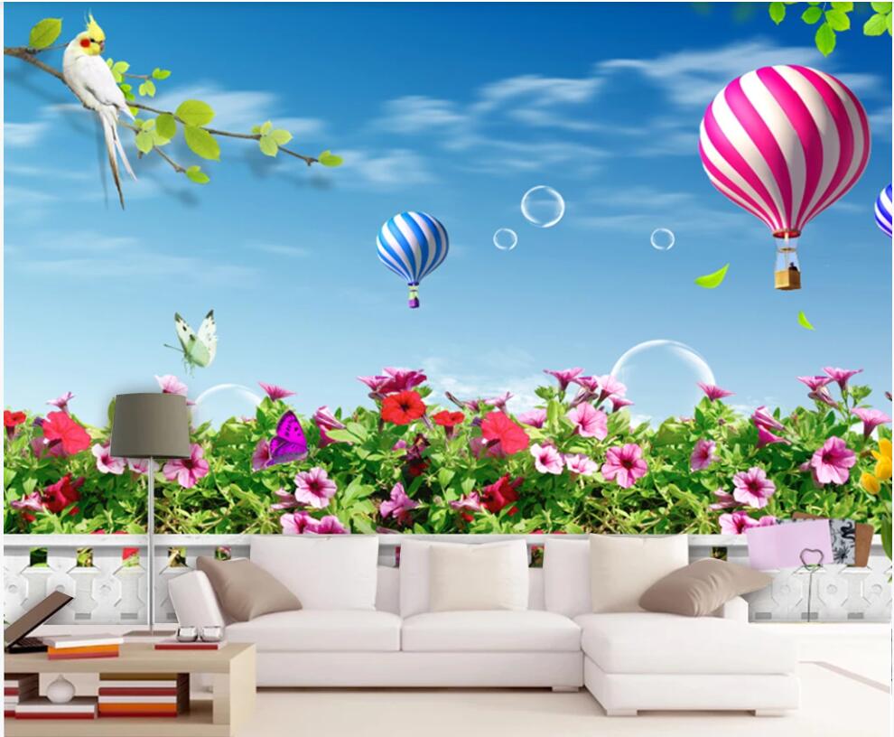 

custom photo mural 3d wallpaper Beautiful fantasy grass hot air balloon scenery home decor 3d wall muals wall paper for walls 3 d in rolls, Non-woven wallpaper