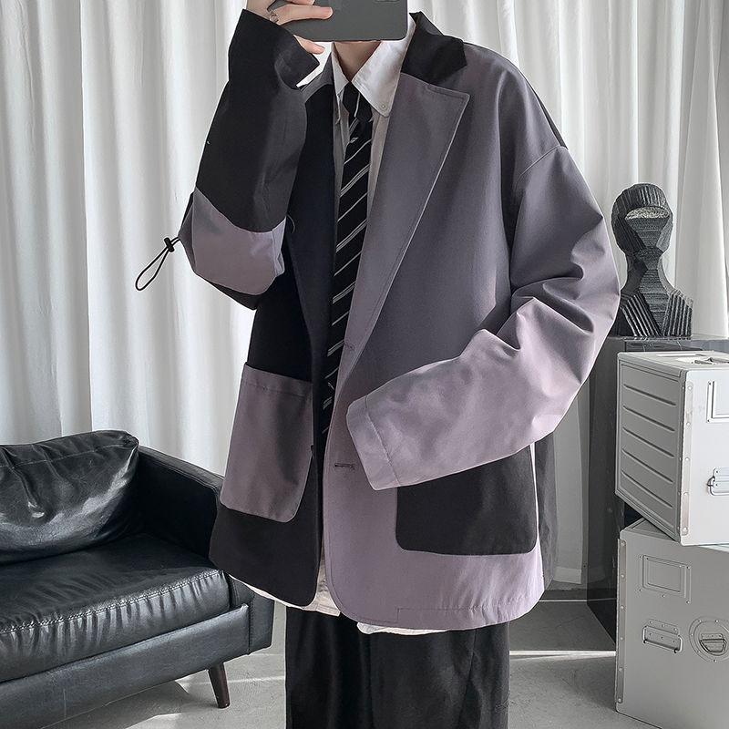 Spring Korean Blazer Men's Fashion Contrast Color Retro Business Casual Suit Jacket Men Streetwear Loose Dress Jacket Mens -3XL, Gray
Spring Korean Blazer Men's Fashion Contrast Color Retro Business Casual Suit Jacket Men Streetwear Loose Dress Jacket Mens -3XL, Gray