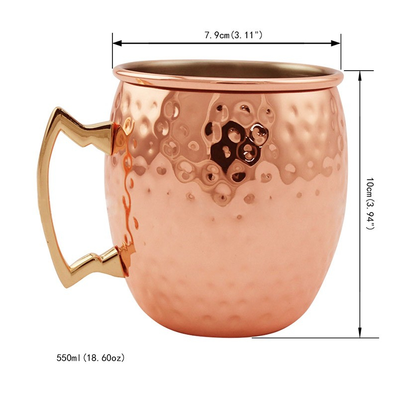 4 Pieces 550ml 18 Ounces Hammered Copper Plated Moscow Mule Mug Beer Cup Coffee Cup Mug Copper Plated T200525