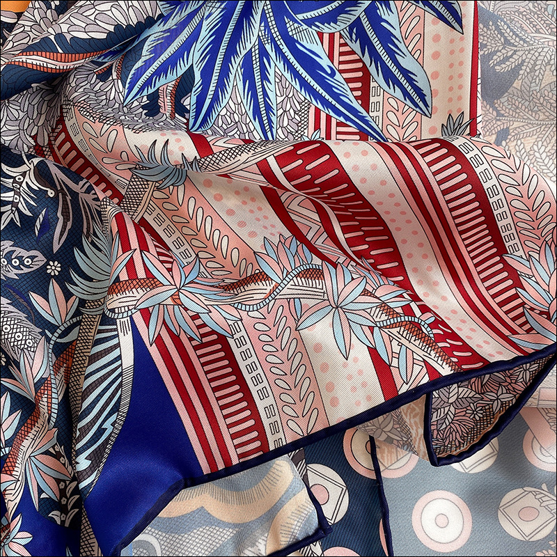 Foulard Satin Scarf Female Silk Head Scarves For Ladies Hand Rolled Scarf 90 Foulard Luxe Curling "A Midsummer Night's Dream