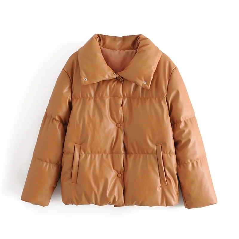autumn winter jacket women coats padded PU leather parka ladies oversize warm coat women down jacket plus size 201027