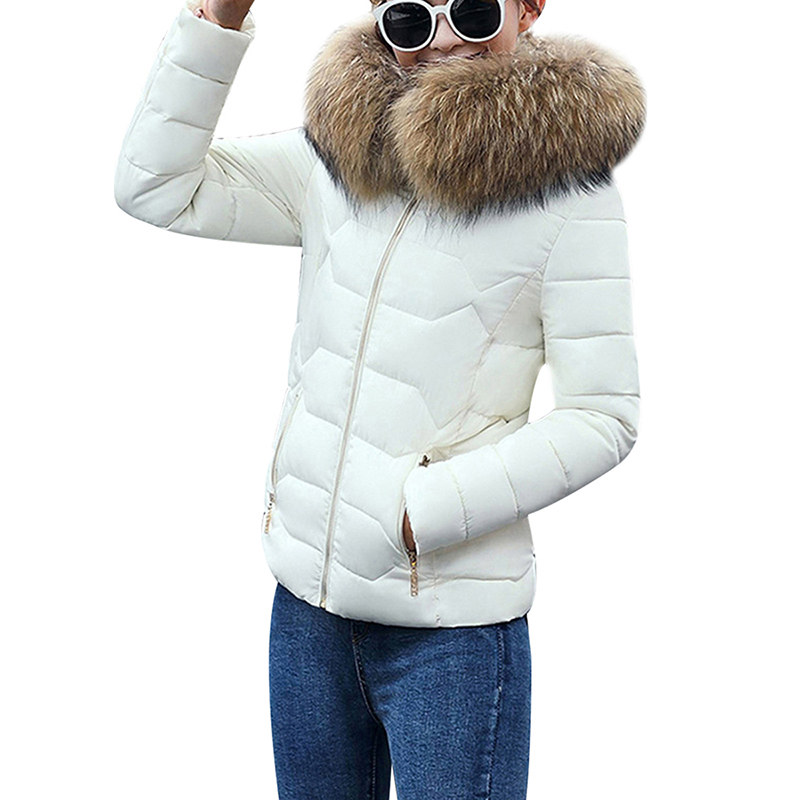 Winter Down Jackets Women Fashion Warm Coat Cotton Thickening Parka Fur Collar Jackets with Hooded Detachable Cap Winter Clothes 201017