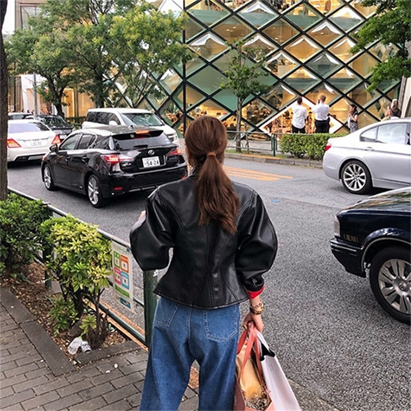 DEAT Korean Autumn And Winter Pattern turtleneck batwing sleeves zippers jacket PU removeable warm coat WC16301L 201029