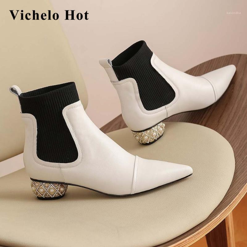 Vichelo Hot french romantic genuine leather knitting mixed colors thick med heel slip on pretty girls pearl star ankle boots L971, Black
Vichelo Hot french romantic genuine leather knitting mixed colors thick med heel slip on pretty girls pearl star ankle boots L971, Black
