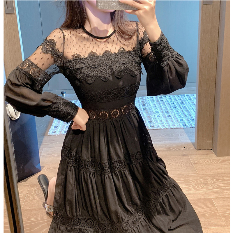 New Lady in the Vintage Bow Dressed As Sexy Woman Lantern O-neck High-waist Black Shreds Dress Feminine Spring Clothes Z4ro
New Lady in the Vintage Bow Dressed As Sexy Woman Lantern O-neck High-waist Black Shreds Dress Feminine Spring Clothes Z4ro