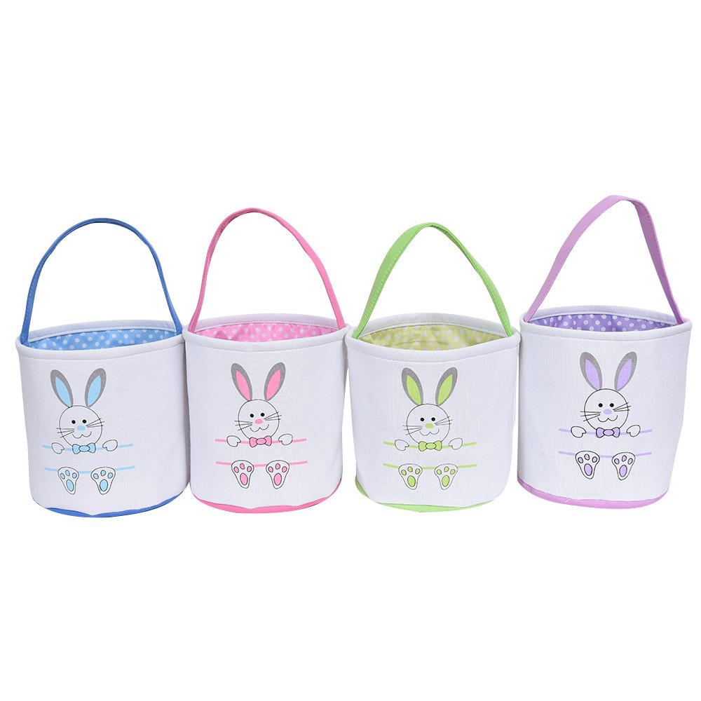 Easter Egg Storage Basket Canvas Bunny Ear Bucket festives favors Creative Easter Gift Bag With Rabbit Tail Decoration Multi Styles WLL1264