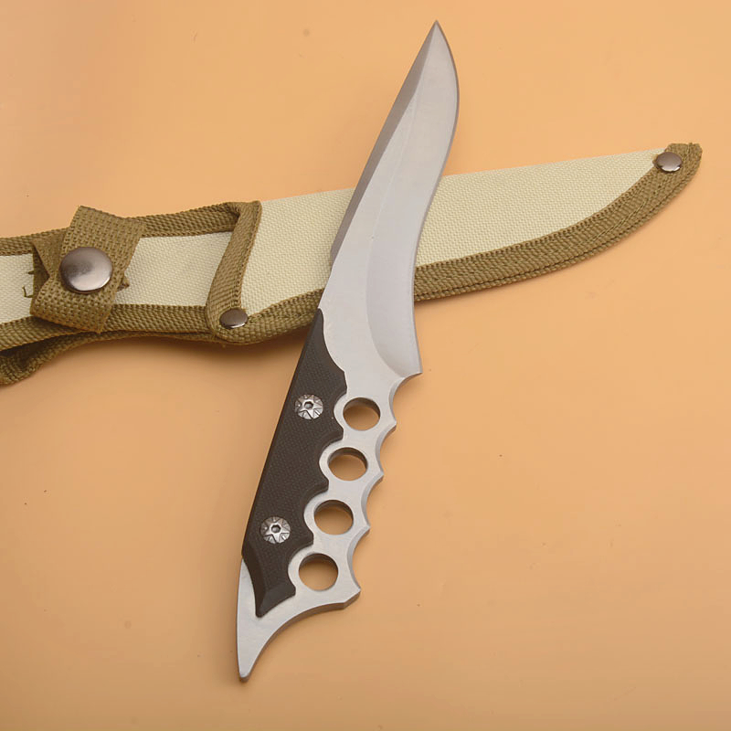 Fast shipping Outdoor Survival Straight Knife 9Cr18Mov Satin Drop Point Blade Full Tang G10 Handle Fixed Blade Hunting Knives With Nylon bag
Fast shipping Outdoor Survival Straight Knife 9Cr18Mov Satin Drop Point Blade Full Tang G10 Handle Fixed Blade Hunting Knives With Nylon bag