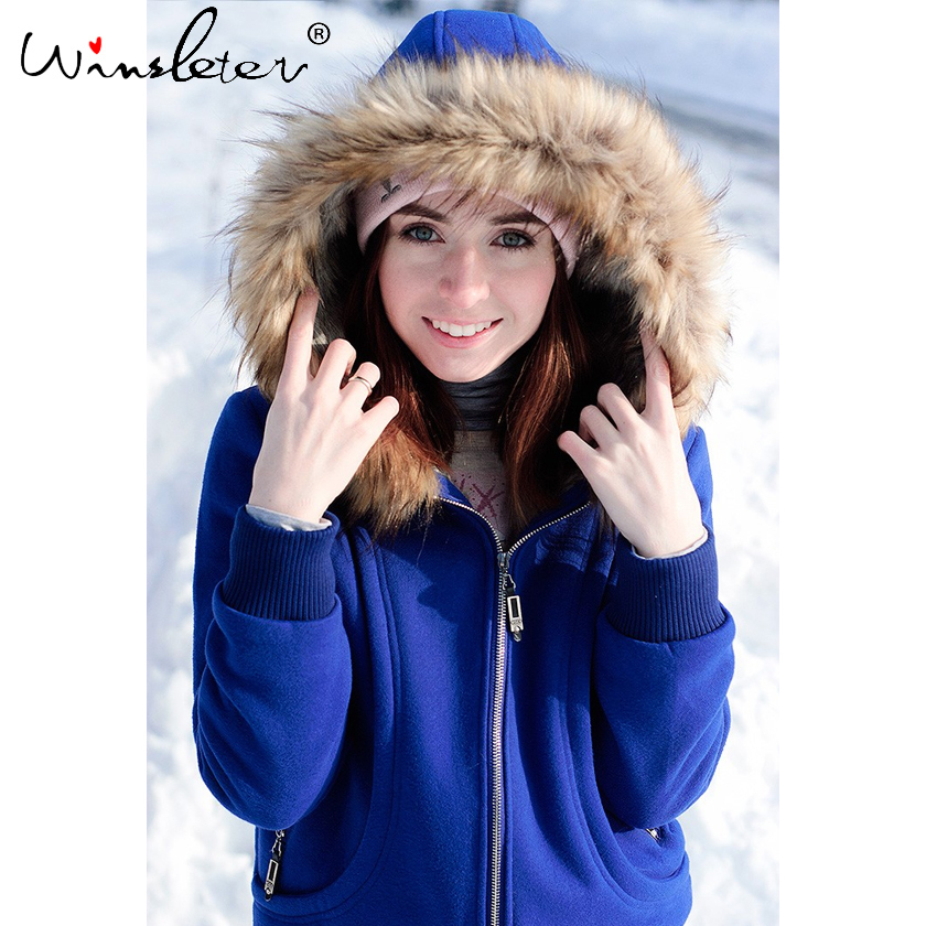 Winter Coat Women Thick Sweatshirt Hoodies Fur Hooded Outwear Jacket Black Coat Cardigans Plus Size 3XL For Big Women C61010 201029