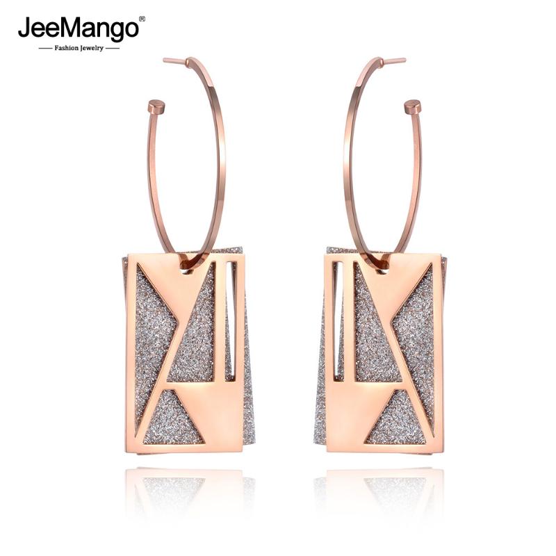 Hoop & Huggie JeeMango Trendy Hollow Geometric Stainless Steel Jewelry Rose Gold Frosted Square Curved Disc Earrings For Women JE19017
Hoop & Huggie JeeMango Trendy Hollow Geometric Stainless Steel Jewelry Rose Gold Frosted Square Curved Disc Earrings For Women JE19017