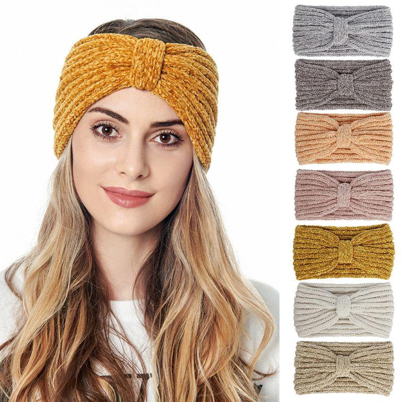 Women Winter Chenille Knitted Headband Solid Color Knotted Center Elastic Hairband Crochet Striped Ear Warmer Turban
Women Winter Chenille Knitted Headband Solid Color Knotted Center Elastic Hairband Crochet Striped Ear Warmer Turban