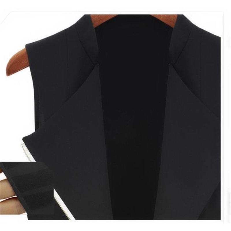 Free shipping new chiffon Jacket spring Autumn models Women Slim Long jacket Europe sleeveless Coats & JacketS.M.L,XL 201026