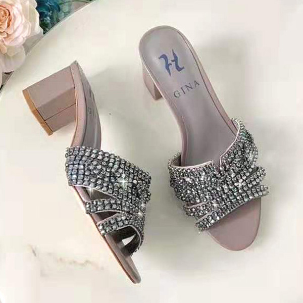 Brand new women's sandal shoes gina ladies high heels sandal shoes with diamond heel 6.5 cm high quality ! Po01131