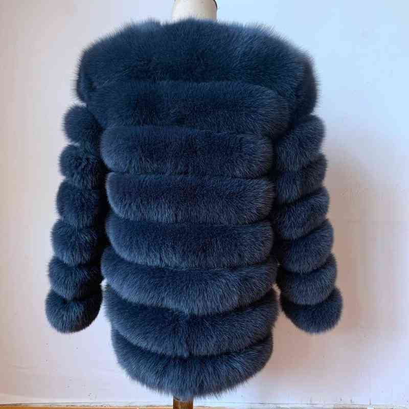 70CM 100% Real fur real coat outfit long sleeves quality silver women winter warm thick natural coats 220107
