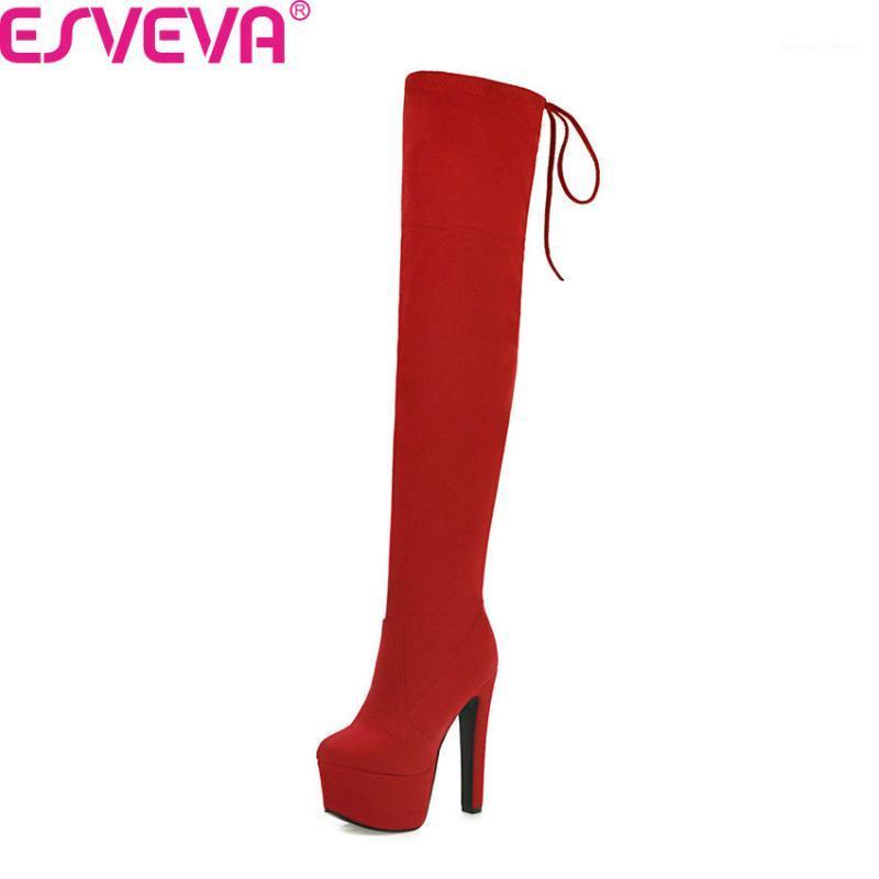 ESVEVA 2020 Shoes Women Knee-high Boots Square High Heel Flock Leather Elegant Boots Solid Platform Motorcycle Size 34-431, Black
ESVEVA 2020 Shoes Women Knee-high Boots Square High Heel Flock Leather Elegant Boots Solid Platform Motorcycle Size 34-431, Black