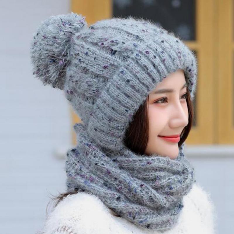 Korean-Style Women Autumn Winter Warm Woolen Yarn Knitted Circle Loop Scarf Cap, Leather pink 
Korean-Style Women Autumn Winter Warm Woolen Yarn Knitted Circle Loop Scarf Cap, Leather pink