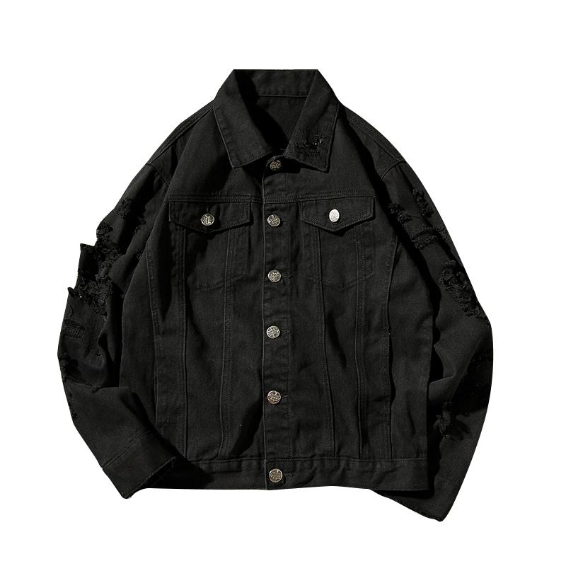 Autumn men camouflage denim jacket fashion denim jacket 5XL, Black