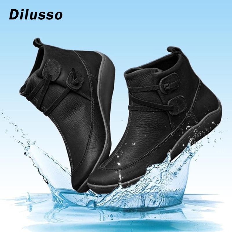 Women's Vintage Leather Boots Flat Waterproof boots Shoes Winter Round Toe Ankle solid female casual, Black
Women's Vintage Leather Boots Flat Waterproof boots Shoes Winter Round Toe Ankle solid female casual, Black