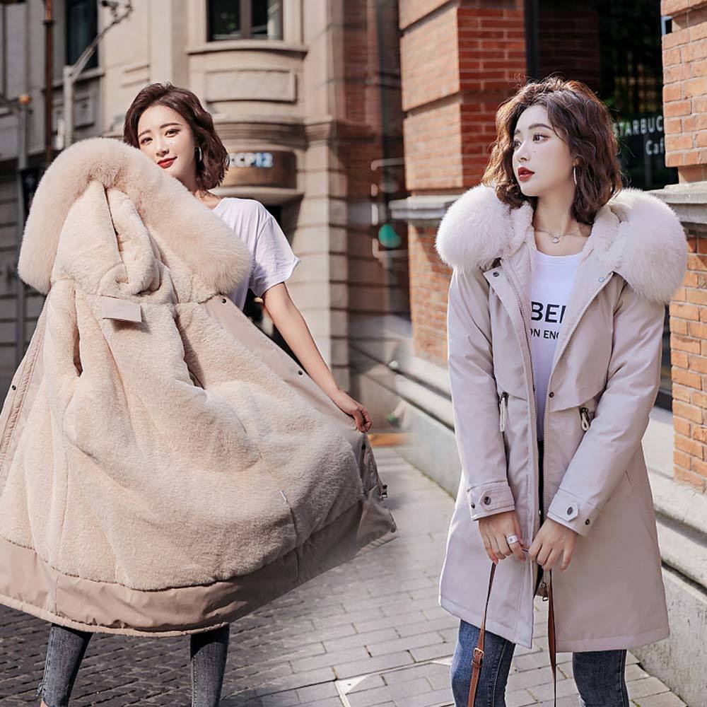 PinkyIsBlack Warm Fur Lining Long Parka Winter Jacket Women Clothing Medium Long Plus Size 6XL Hooded Winter Coat Women 201210