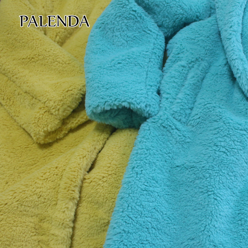 new women faux fur coat thick warm weight about 1.7kg teddy coat skyblue and yellow 201110