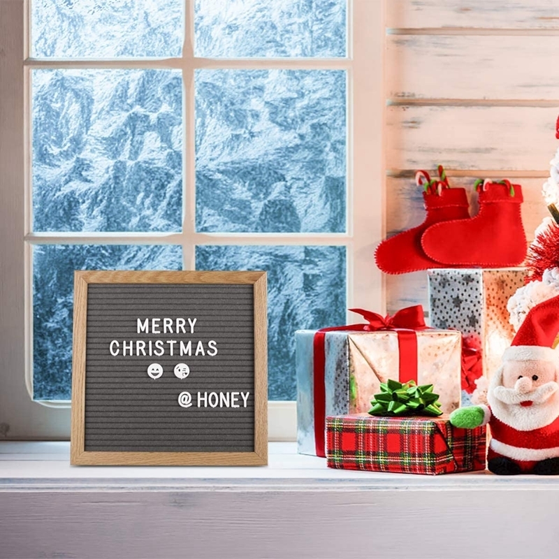 10x10 Inch Square Felt Letterboard Oak Wood Message Board 460 Plastic Letters Easel Drawstring Bag Felt Letter Board Home Decor 201125 - view 3