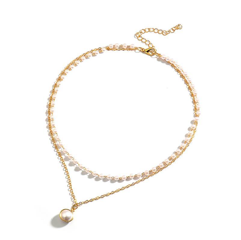 New Double layer Chain Gold Choker Necklace Fashion Women Pearl Pendant Necklaces Wedding Jewelry Gifts, Silver
New Double layer Chain Gold Choker Necklace Fashion Women Pearl Pendant Necklaces Wedding Jewelry Gifts, Silver