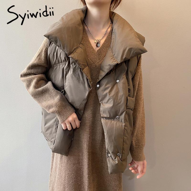 Yitimuceng Waistcoat Sleeveless Jacket Women Korean Fashion Black Puffer Vest Coat Winter Solid Pockets Covered Button Parkas, Beige
Yitimuceng Waistcoat Sleeveless Jacket Women Korean Fashion Black Puffer Vest Coat Winter Solid Pockets Covered Button Parkas, Beige