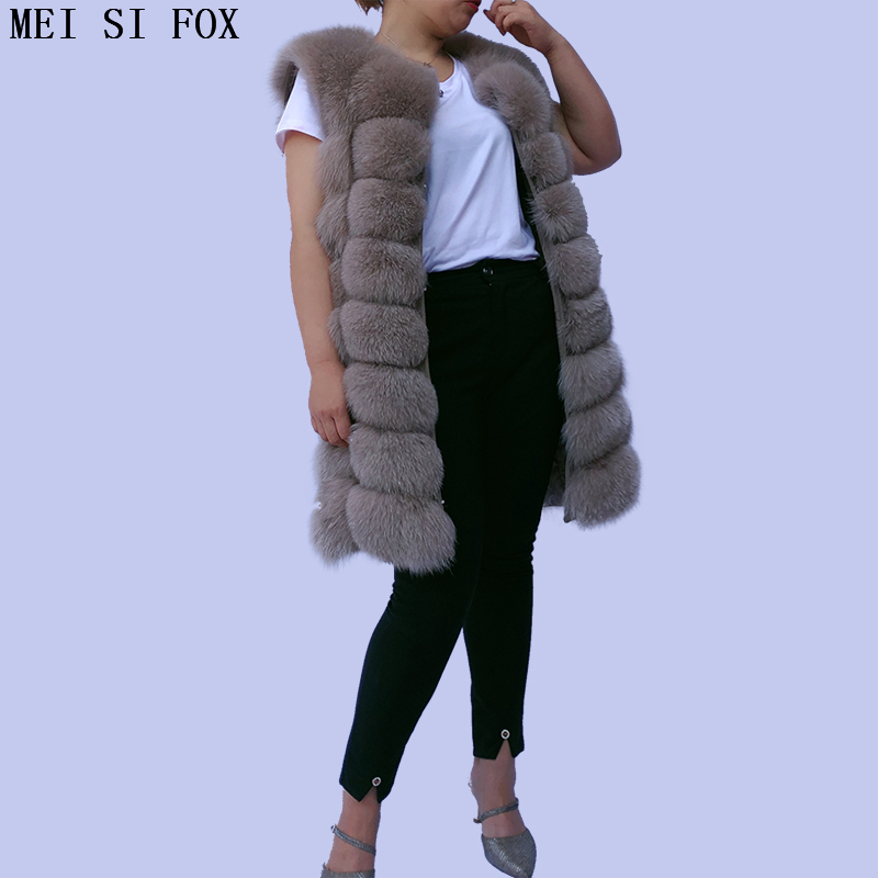 coat female autumn natural Mid-length sleeveless jacket fox vest gilet real fur free shipping top 201103