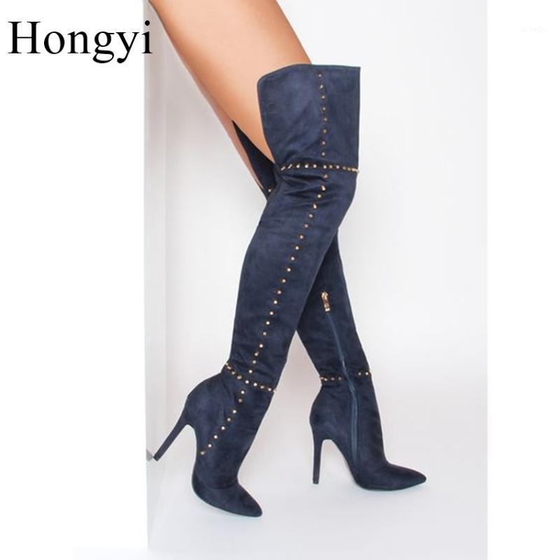 Hongyi 10cm thin high heels sexy pointed toe slim fit ovre the knee boots women suede leather rivets thigh high boots Big size1, As showed color
Hongyi 10cm thin high heels sexy pointed toe slim fit ovre the knee boots women suede leather rivets thigh high boots Big size1, As showed color