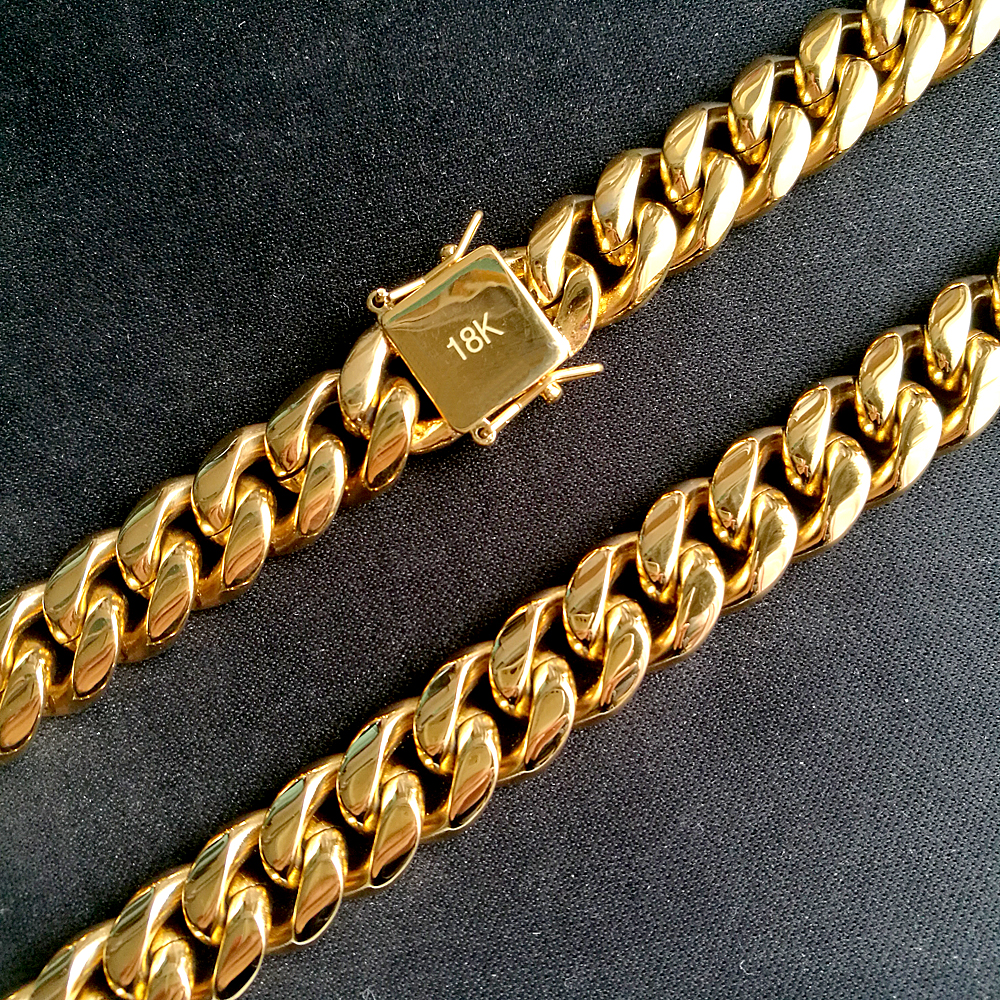 18K Gold Plated Necklace High Quality Miami Cuban Link Chain Necklace Men Punk Stainless Steel Jewelry Necklaces
