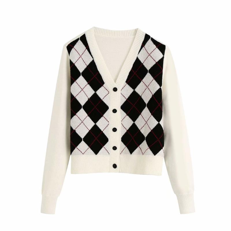 Vangull vintage geometric rhombic women sweater Plaid Knitting cardigan Autumn long sleeve outerwear england style Argyle tops, Black
Vangull vintage geometric rhombic women sweater Plaid Knitting cardigan Autumn long sleeve outerwear england style Argyle tops, Black