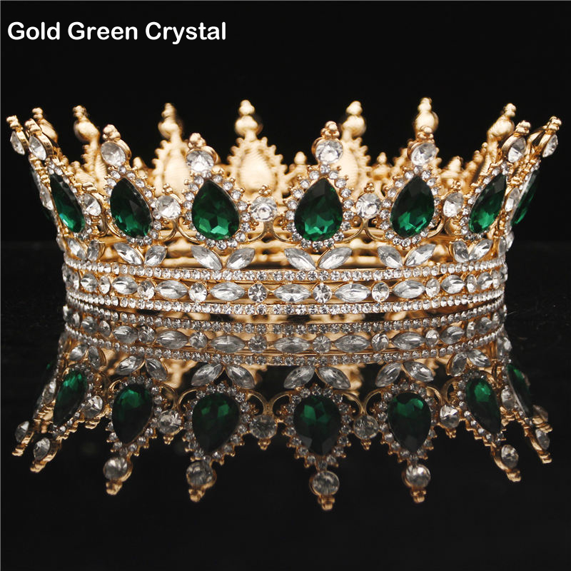 Bridal Crystals Headpieces Vintage Royal Queen King Tiaras and Crowns Men/Women Pageant Prom Diadem Hair Ornaments Wedding Hair Jewelry Accessories